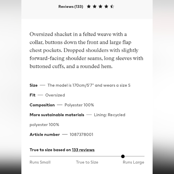 🆕️NWT H&M Oversized Shacket in 'Dark Beige/Checked', Size Medium - Picture 9 of 16